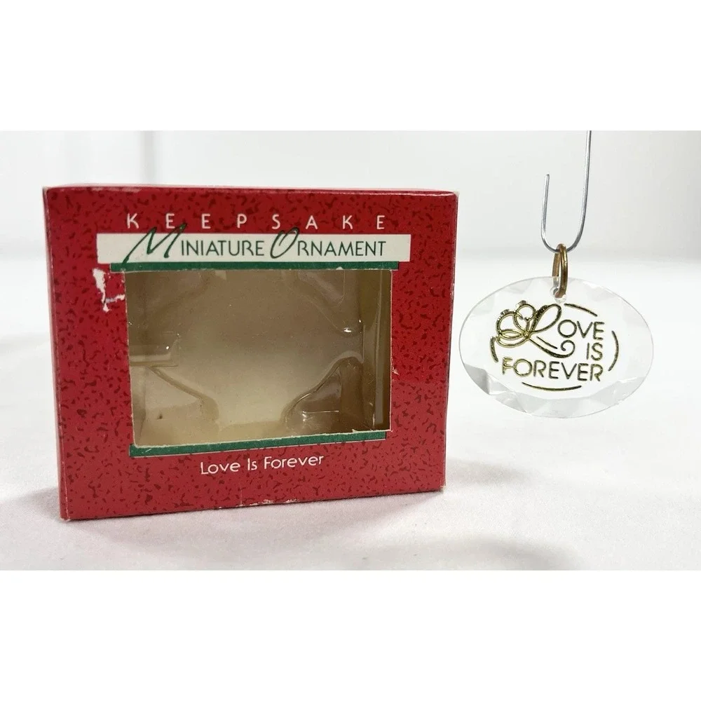 Vintage 1988 Hallmark Love Is Forever Miniature Ornament Acrylic Oval QXM5774